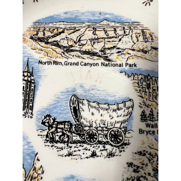 Vintage Utah Souvenir Plate With Grand Canyon & Landmarks - Picture 11 of 14